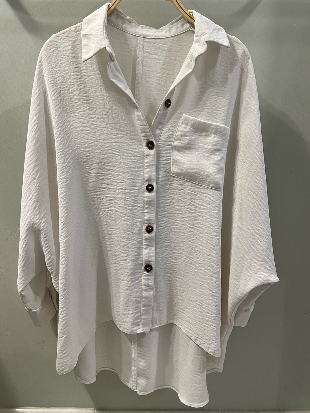 Cream Button-Down Relaxed Shirt